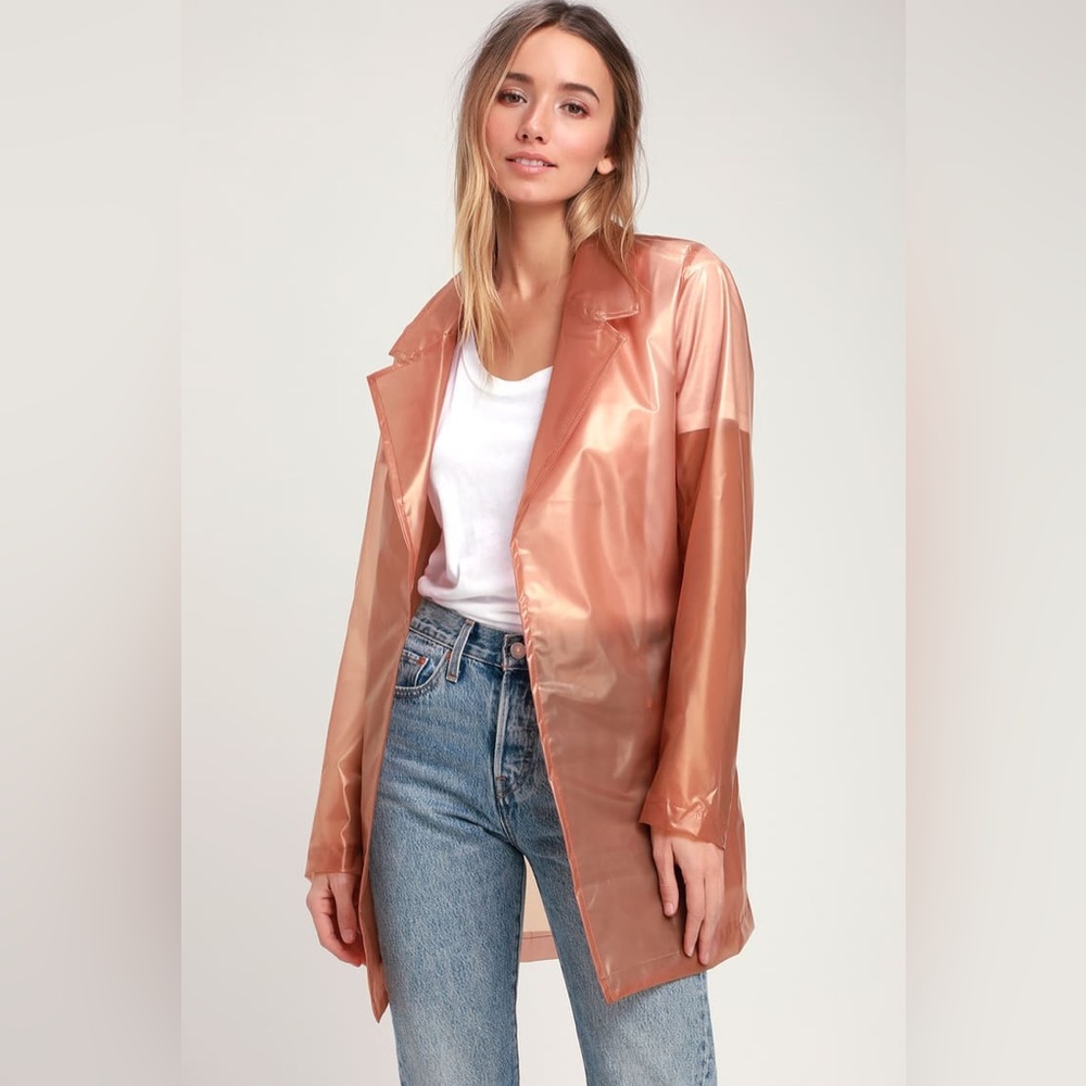 See Me Now Nude Vinyl Trench Coat